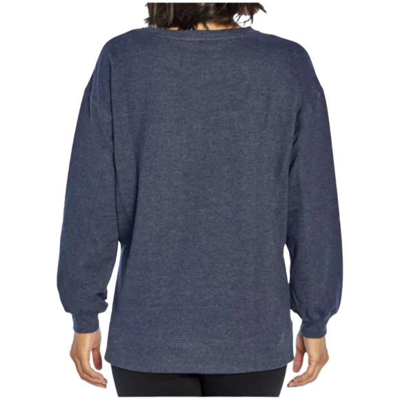 Wildfox NWT Navy Statement “Social” Sweatshirt Side Slits Drop Shoulder Size M - Picture 2 of 10